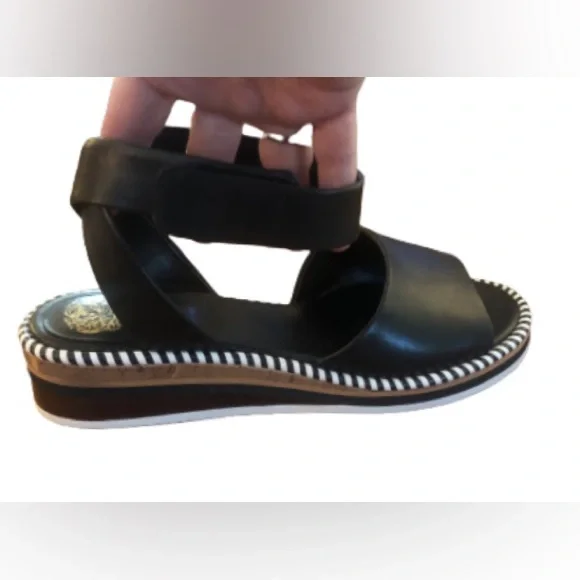 Vince Camuto Marieno black wide ankle strap leather espadrilles SZ 8.5 - Picture 9 of 11